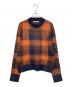 ACNE STUDIOS（アクネ ストゥディオズ）の古着「アルパカブレンドブロックチェックニット」｜オレンジ×ネイビー