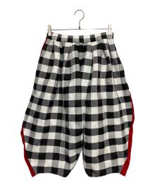 COMME des GARCONS（コムデギャルソン）の古着「ベロア切替ギンガムチェックサルエルパンツ」｜ホワイト×ブラック