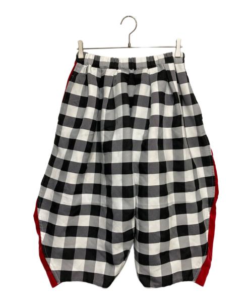 COMME des GARCONS（コムデギャルソン）COMME des GARCONS (コムデギャルソン) ベロア切替ギンガムチェックサルエルパンツ ホワイト×ブラック サイズ:XSの古着・服飾アイテム