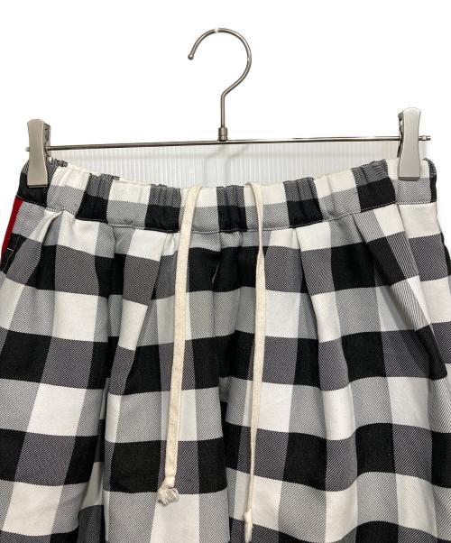 COMME des GARCONS（コムデギャルソン）COMME des GARCONS (コムデギャルソン) ベロア切替ギンガムチェックサルエルパンツ ホワイト×ブラック サイズ:XSの古着・服飾アイテム