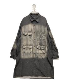 Y's（ワイズ）の古着「SPOTTED DENIM BIG GOWN BLOUSE」｜ブラック