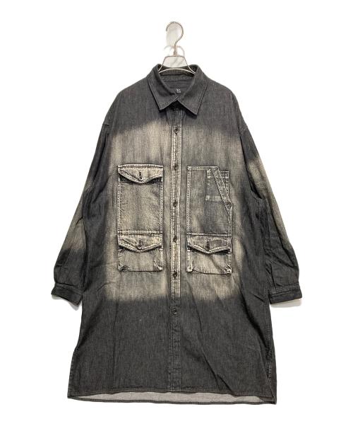 Y's（ワイズ）Y's (ワイズ) SPOTTED DENIM BIG GOWN BLOUSE ブラック サイズ:2の古着・服飾アイテム