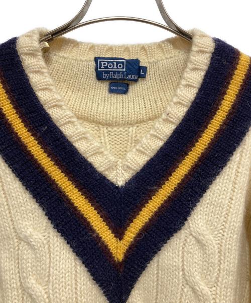 POLO RALPH LAUREN（ポロ・ラルフローレン）POLO RALPH LAUREN (ポロ・ラルフローレン) チルデンセーター ベージュ サイズ:Lの古着・服飾アイテム
