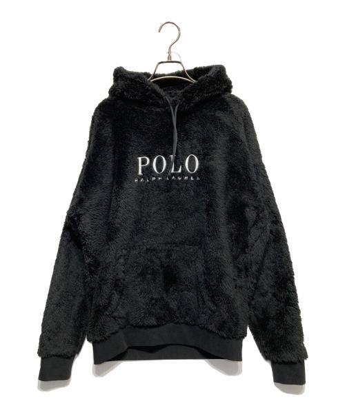 POLO RALPH LAUREN（ポロ・ラルフローレン）POLO RALPH LAUREN (ポロ・ラルフローレン) ロゴ刺繍 フリース フーディー ブラック サイズ:Sの古着・服飾アイテム