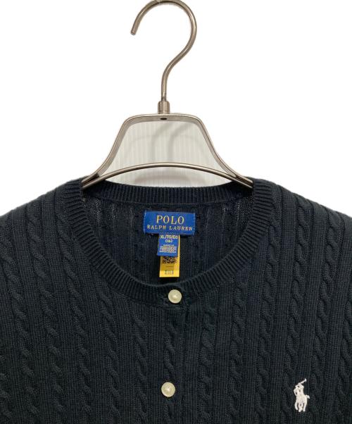 POLO RALPH LAUREN（ポロ・ラルフローレン）POLO RALPH LAUREN (ポロ・ラルフローレン) ケーブルニットカーディガン ブラック サイズ:XLの古着・服飾アイテム