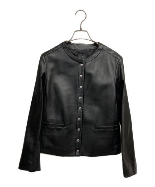 23区（ニジュウサンク）23区 (ニジュウサンク) レザーノーカラージャケット ブラック サイズ:38の古着・服飾アイテム