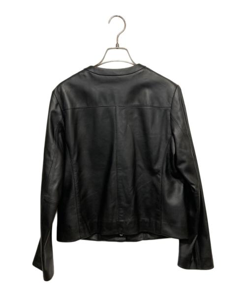 23区（ニジュウサンク）23区 (ニジュウサンク) レザーノーカラージャケット ブラック サイズ:38の古着・服飾アイテム