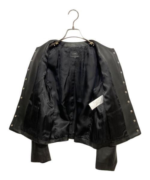23区（ニジュウサンク）23区 (ニジュウサンク) レザーノーカラージャケット ブラック サイズ:38の古着・服飾アイテム