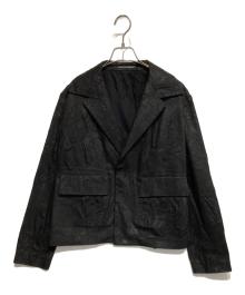 YOHJI YAMAMOTO（ヨウジヤマモト）の古着「箔プリントシワ加工ジャケット」｜ブラック