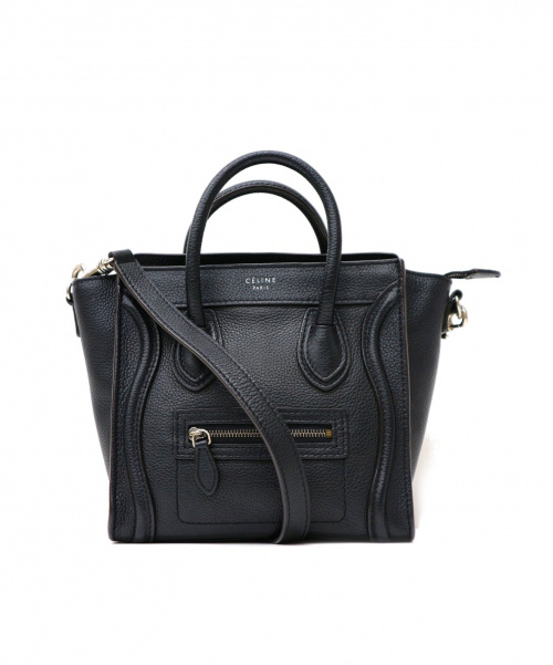 CELINE（セリーヌ）CELINE (セリーヌ) ラゲージナノショッパー2WAYバッグ ブラック イタリア製 MICRO LUGGAGE ラムドカーフスキン S-SA-019 S・CU・1101の古着・服飾アイテム