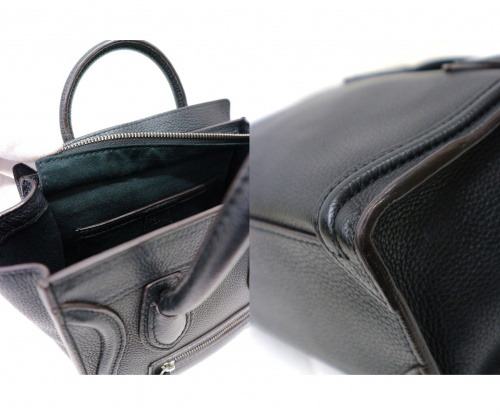 CELINE（セリーヌ）CELINE (セリーヌ) ラゲージナノショッパー2WAYバッグ ブラック イタリア製 MICRO LUGGAGE ラムドカーフスキン S-SA-019 S・CU・1101の古着・服飾アイテム