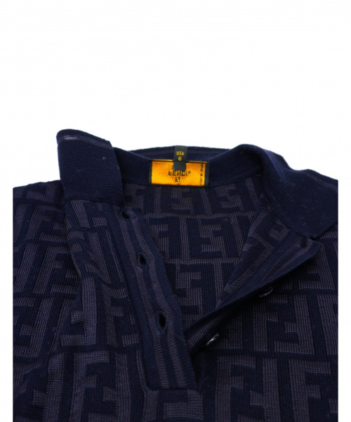 FENDI（フェンディ）FENDI (フェンディ) [OLD]ズッカ柄ニットポロシャツ ネイビー サイズ:40 USA6 イタリア製の古着・服飾アイテム