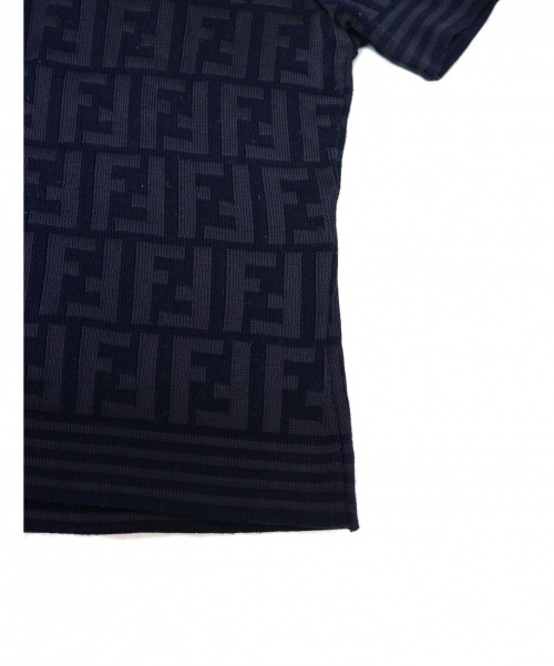 FENDI（フェンディ）FENDI (フェンディ) [OLD]ズッカ柄ニットポロシャツ ネイビー サイズ:40 USA6 イタリア製の古着・服飾アイテム