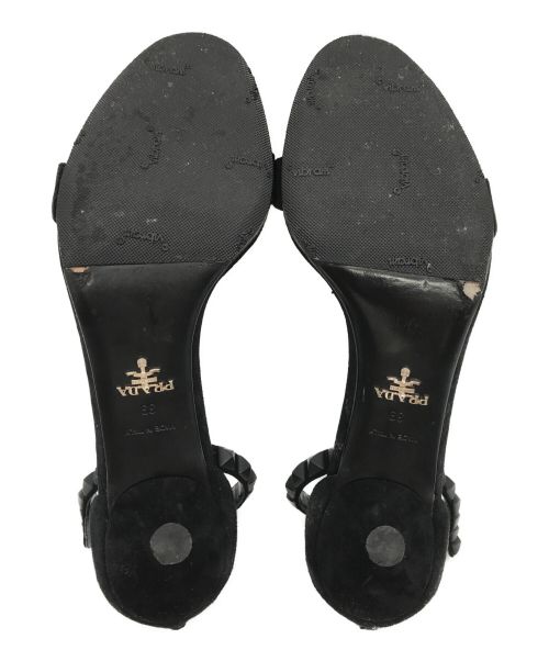 PRADA（プラダ）PRADA (プラダ) スタッズバックジップサンダル ブラック サイズ:39の古着・服飾アイテム