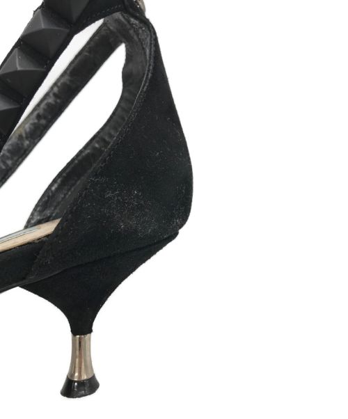 PRADA（プラダ）PRADA (プラダ) スタッズバックジップサンダル ブラック サイズ:39の古着・服飾アイテム