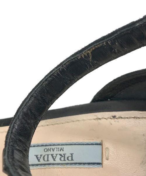 PRADA（プラダ）PRADA (プラダ) スタッズバックジップサンダル ブラック サイズ:39の古着・服飾アイテム