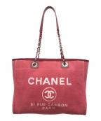 CHANELシャネル）の古着「ドーヴィルMMトートバッグ」｜レッド