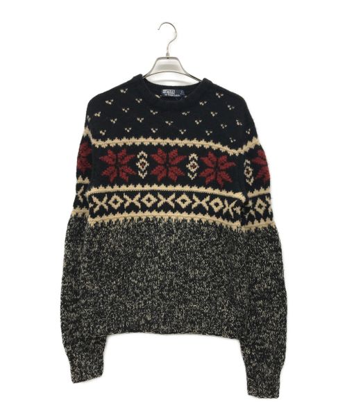 POLO RALPH LAUREN（ポロ・ラルフローレン）POLO RALPH LAUREN (ポロ・ラルフローレン) ウール・シルクハンドニット ブラック サイズ:Mの古着・服飾アイテム