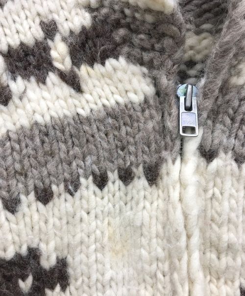 THUNDERBIRD（サンダーバード）thunderbird (サンダーバード) カウチンジップニットカーディガン ベージュ サイズ:Mの古着・服飾アイテム