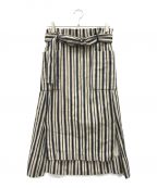 ebureエブール）の古着「リネン混ストライプスカート」｜ベージュ