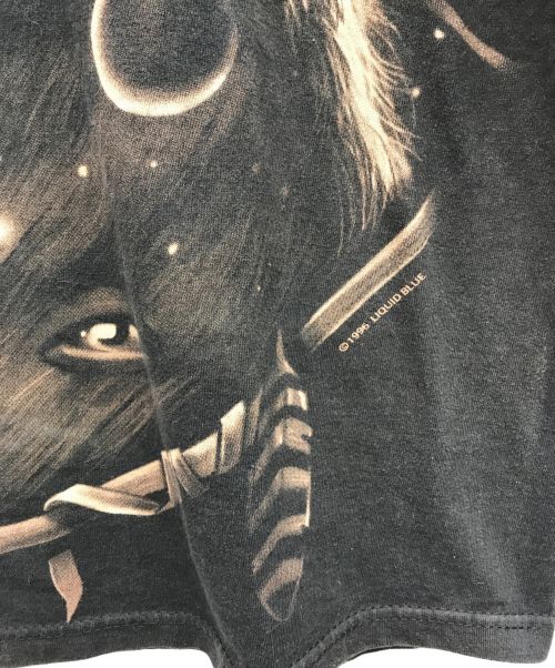 LIQUID BLUE（リキッドブルー）LIQUID BLUE (リキッドブルー) プリントTシャツ ブラック サイズ:Lの古着・服飾アイテム