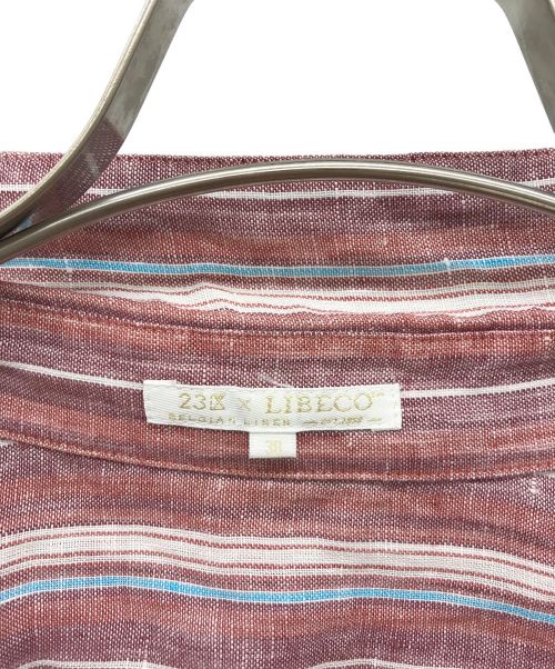 23区（ニジュウサンク）23区 (ニジュウサンク) LIBECO (リベコ) リネンシャツワンピース レッド サイズ:38 B81-85,H89-93,T158-164の古着・服飾アイテム
