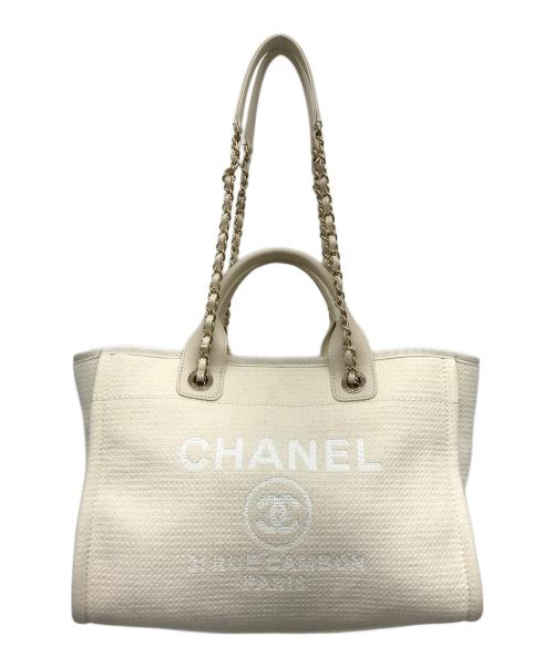 CHANEL（シャネル）CHANEL (シャネル) ドーヴィルトートバッグ アイボリーの古着・服飾アイテム