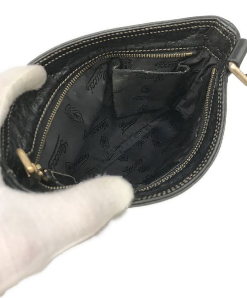 GUCCI（グッチ）GUCCI (グッチ) レザーショルダーバッグ ブラックの古着・服飾アイテム