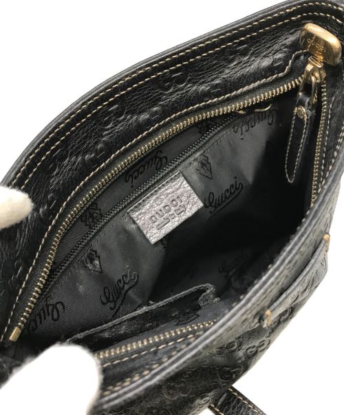 GUCCI（グッチ）GUCCI (グッチ) レザーショルダーバッグ ブラックの古着・服飾アイテム
