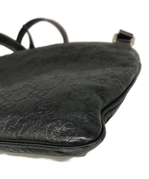 GUCCI（グッチ）GUCCI (グッチ) レザーショルダーバッグ ブラックの古着・服飾アイテム