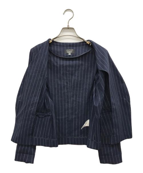 UNTITLED（アンタイトル）UNTITLED (アンタイトル) リネン混ノーカラージャケット ネイビー サイズ:2の古着・服飾アイテム