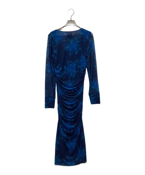 GANNI（ガニー）Ganni (ガニー) 総柄ワンピース ブルー サイズ:36の古着・服飾アイテム