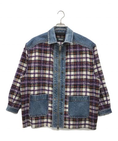 美品 DIESEL ディーゼル ツイードデニムジャケット オーバーサイズ XS 中古・古着通販】DIESEL (ディーゼル) デニム切替ツイードジャケット
