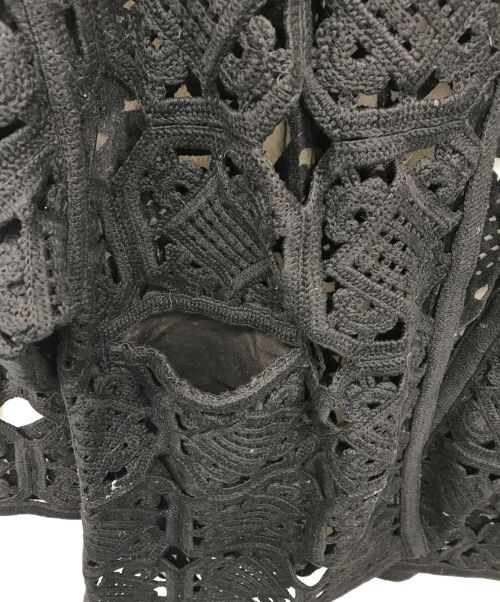 BALLSEY（ボールジィ）BALLSEY (ボールジィ) スクエアモチーフエンブロイダリーノーカラージャケット ブラック サイズ:36の古着・服飾アイテム