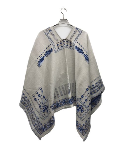 ETRO（エトロ）ETRO (エトロ) 幾何学モチーフケープコート グレーの古着・服飾アイテム