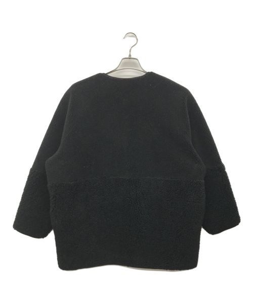 Munich（ミューニック）Munich (ミューニック) ウールシープボアムートンリバーシブルノーカラーコート ブラック サイズ:XSの古着・服飾アイテム