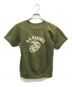USMCユーエスエムシー）の古着「半袖ラグランスウェット」｜オリーブ