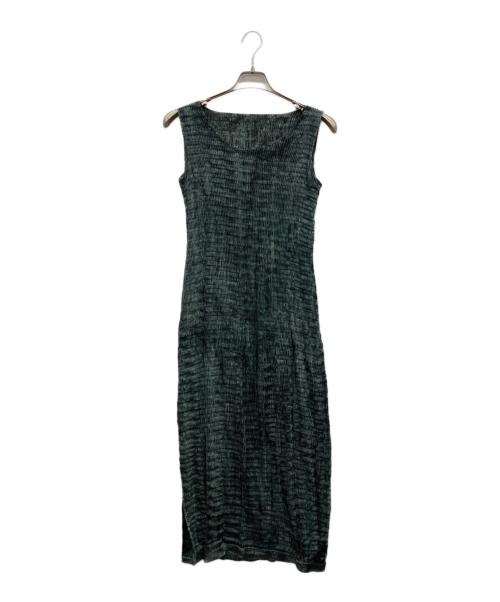 ISSEY MIYAKE（イッセイミヤケ）ISSEY MIYAKE (イッセイミヤケ) ノースリーブプリーツワンピース グリーン サイズ:Sの古着・服飾アイテム