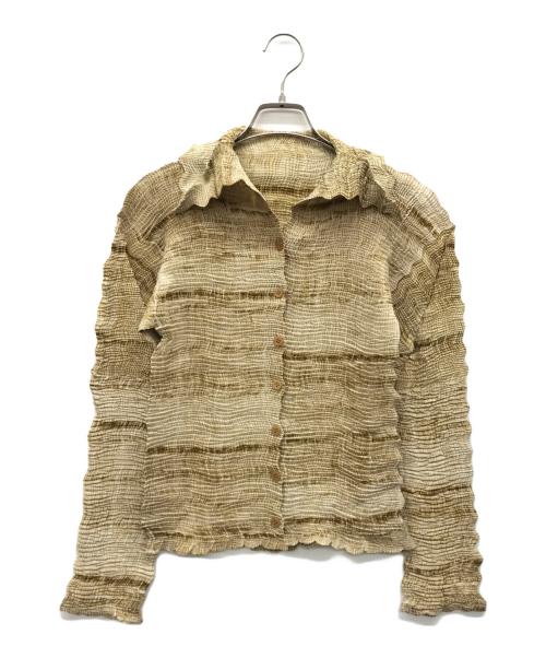 ISSEY MIYAKE（イッセイミヤケ）ISSEY MIYAKE (イッセイミヤケ) プリーツシャツ ベージュ サイズ:Mの古着・服飾アイテム