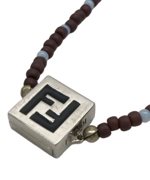 FENDI（フェンディ）FENDI (フェンディ) ビーズネックレス ブラウン×ブルーの古着・服飾アイテム