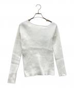 anuansアニュアンス）の古着「アシメネックリブニットプルオーバー」｜ホワイト