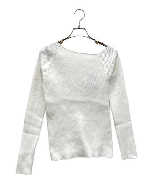 anuans（アニュアンス）anuans (アニュアンス) アシメネックリブニットプルオーバー ホワイト サイズ:F 未使用品の古着・服飾アイテム