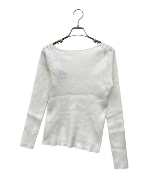 anuans（アニュアンス）anuans (アニュアンス) アシメネックリブニットプルオーバー ホワイト サイズ:F 未使用品の古着・服飾アイテム