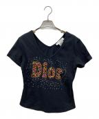 Christian Diorクリスチャン ディオール）の古着「ビーズデコ半袖カットソー」｜ブラック