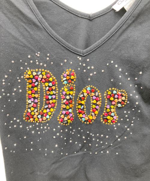 Christian Dior（クリスチャン ディオール）Christian Dior (クリスチャン ディオール) ビーズデコ半袖カットソー ブラック サイズ:I 48の古着・服飾アイテム