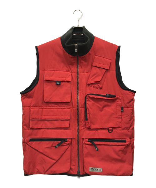 NAUTICA（ノーティカ）NAUTICA (ノーティカ) 裏地フリースフィッシングベスト レッド サイズ:Lの古着・服飾アイテム