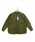 URBAN RESEARCH DOORSアーバンリサーチドアーズ）の古着「ノーカラーシャツ」｜オリーブ