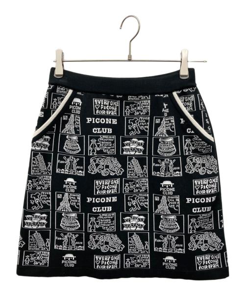 PICONE CLUB（ピッコーネクラブ）PICONE CLUB (ピッコーネクラブ) コットン混ニットミニスカート ブラック サイズ:38の古着・服飾アイテム