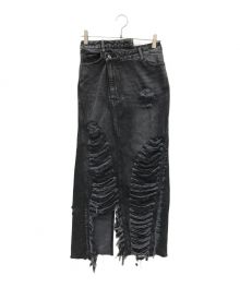 MAISON SPECIAL（メゾンスペシャル）の古着「ハイダメージデニムスカート」｜ブラック