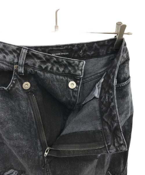 MAISON SPECIAL（メゾンスペシャル）MAISON SPECIAL (メゾンスペシャル) ハイダメージデニムスカート ブラック サイズ:36の古着・服飾アイテム